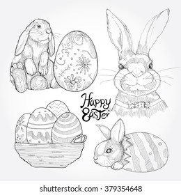 Hand drawn illustrations of Easter