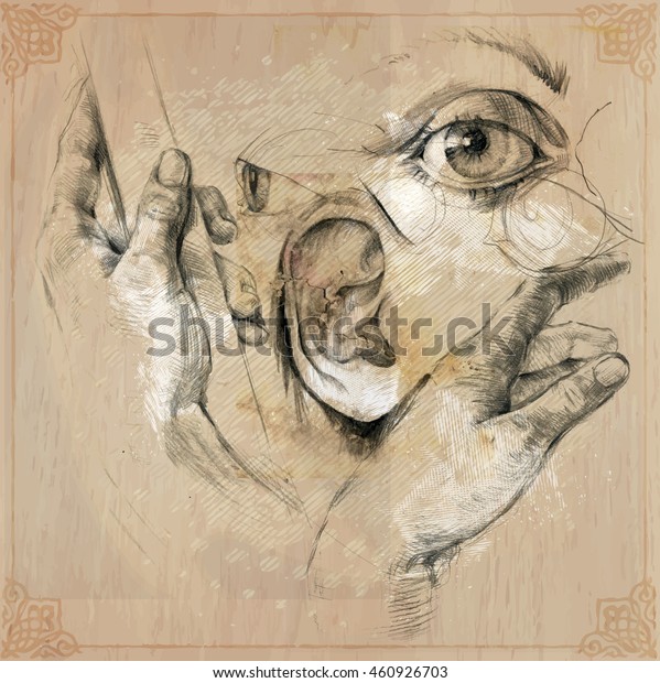 Hand Drawn Illustrations Human Body Parts Stock Vector