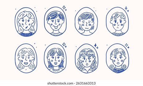Hand Drawn Illustrations of Human Emotions Joy Sadness Anger Surprise and More for Storytelling and Design Projects