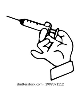 Hand drawn illustrations on the theme of virus, pandemic, vaccination. Vector doodles isolated on white background for your design
