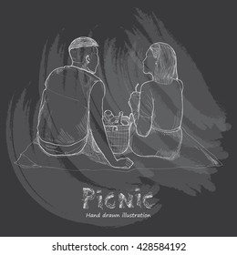 hand drawn illustrations of picnic.