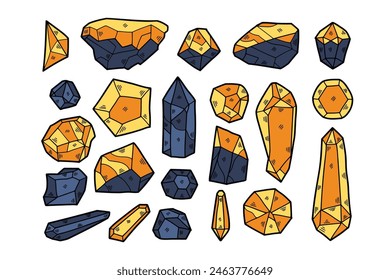 a Dibujado a mano ilustraciones de rocas y minerales en estilo de arte lineal