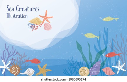 Hand drawn illustrations sea creatures
Deep sea