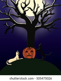 Hand drawn in illustrator halloween vector for poster cards and banners.