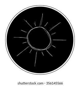 Hand drawn ilustration of the sun shining