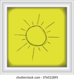 Hand drawn ilustration of the sun shining