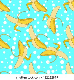 Hand drawn image of banana fruit. Vector bananas seamless pattern.