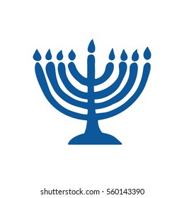 Hand drawn image of blue menorah 