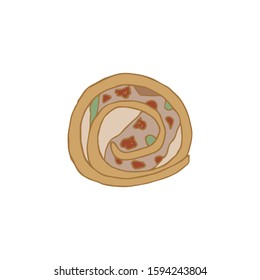 Hand drawn image of icing cake. Vector illustration isolated on a white background.