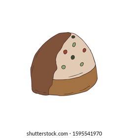 Hand drawn image of icing cake. Vector illustration isolated on a white background.