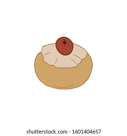 Hand drawn image of icing cake. Vector illustration isolated on a white background.