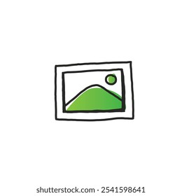 Ícone de imagem desenhada à mão design de vetor plano