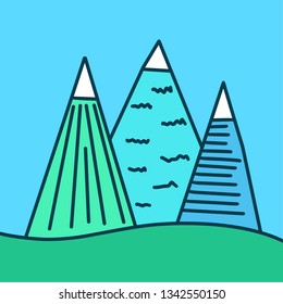 Hand drawn image of a mountain peak, engraving style - Vector Illustration EPS