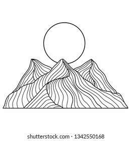 Hand drawn image of a mountain peak, engraving style - Vector Illustration EPS