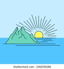 Hand drawn image of a mountain peak, engraving style - Vector Illustration EPS