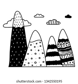 Hand drawn image of a mountain peak, engraving style - Vector Illustration EPS