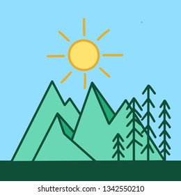 Hand drawn image of a mountain peak, engraving style - Vector Illustration EPS
