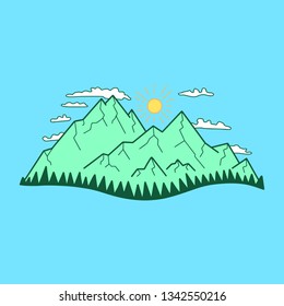 Hand drawn image of a mountain peak, engraving style - Vector Illustration EPS