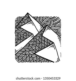 Hand drawn image of a mountain peak, engraving style, grunge textured vector illustrations