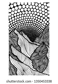 Hand drawn image of a mountain peak, engraving style, grunge textured vector illustrations