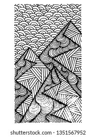 Hand drawn image of a mountain peak, engraving style, grunge textured vector illustrations