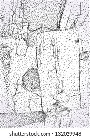 Hand drawn image of patched road surface, viewed from above