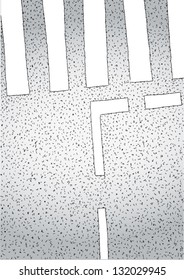 Hand drawn image of road surface with pedestrian crossing, viewed from above