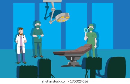 A hand drawn image of a team ready for surgery