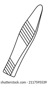 Hand drawn image of tweezers. A tool for correcting the shape of eyebrows.