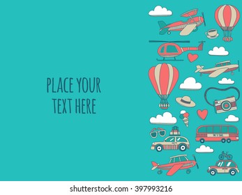 Hand drawn images Travel adventure balloon For any kind of design