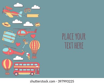Hand drawn images Travel adventure balloon For any kind of design