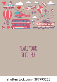 Hand drawn images Travel adventure balloon For any kind of design