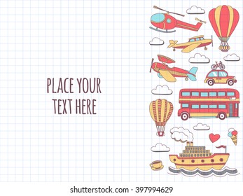 Hand drawn images Travel adventure balloon For any kind of design