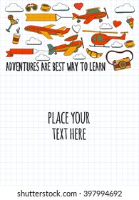 Hand drawn images Travel adventure balloon For any kind of design