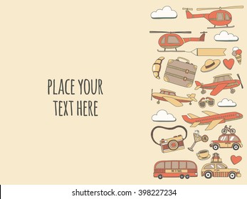 Hand drawn images Travel and transportation