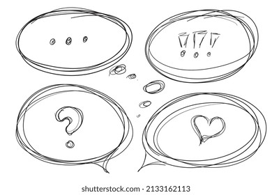 Hand Drawn Imitation of Speech Bubble Vector Icons. Collection of Sketchy Doodle Thought Bubbles