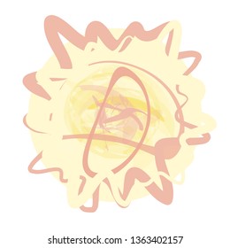 Hand drawn imitation of watercolor solar picture isolated on white background. Sun rays, sunset or sunrise vector illustration