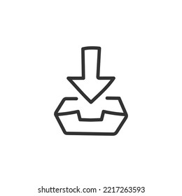 Hand drawn inbox vector icon. Download inbox flat sign design. Inbox linear symbol pictogram EPS 10