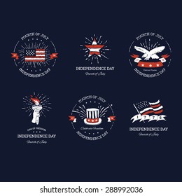 Hand drawn Independence day logo badges