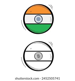 Hand Drawn India Flag Icon Vector Design.