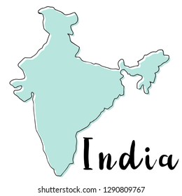 Hand drawn  of India map, vector  illustration