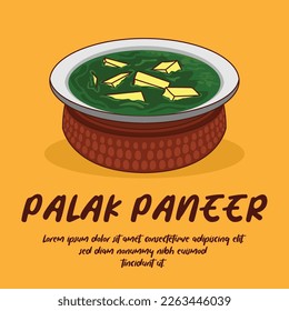 Hand drawn indian cuisine palak paneer illustration