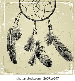 hand drawn indian dream catcher 