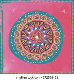 Hand drawn  indian ethnic  mandala. All objects are conveniently grouped  and are easily editable.