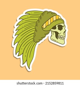 hand drawn indian skull doodle illustration for tattoo stickers poster etc