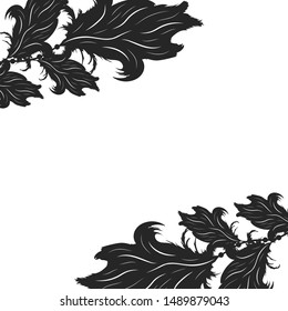Hand drawn indian style feather border. Tribal ethnic background for wedding design. Scandinavian frame for invitation card.