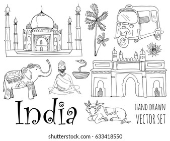 Hand drawn indian symbols. Vector isolated elements