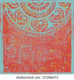 Hand drawn  indian vintage red  backdrop. All objects are conveniently grouped  and are easily editable.