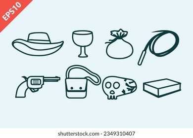 Hand drawn indiana jones icons design vector modern illustration