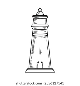 Hand Drawn Indonesia Landmark Illustration Colorless - The Great Monument of Banten